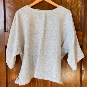 Jamie + The Jones Hand-Loomed Cotton Sweater Tee in White & Blue, Size M